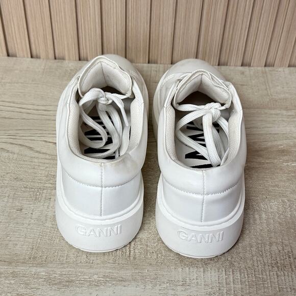 GANNI Women's Logo-Patch Low-Top White Sneakers Size IT 37/ 7 US - Picture 6 of 16